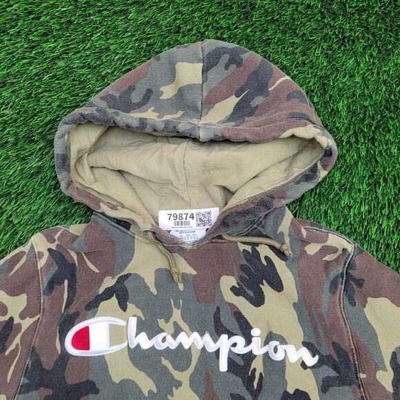Vintage Y2K Champion Camo Hoodie Medium 20x26 Reverse-Weave - Picture 7 of 11